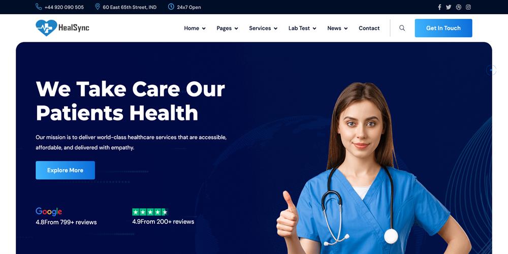 HealSync – Modern Hospital, Clinic & Healthcare Services HTML Template