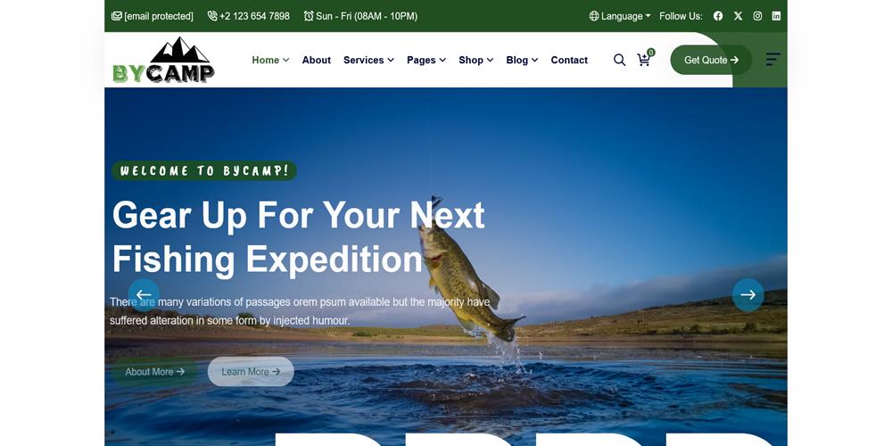 ByCamp – Fishing, Camping & Fish Hunting Adventure HTML5 Template
