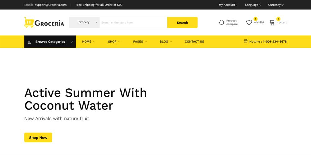Groceria – Mega Shop Grocery & Supermarket eCommerce Bootstrap 4 Template